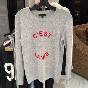 banana republic C’est la vie grey merino wool sweater